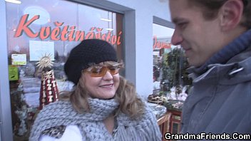 Two fellows pick up and bang hot old women