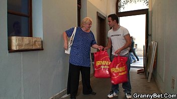 Picking up and fucking blonde granny from behind