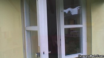 Old granny rides neighbour'_s big cock