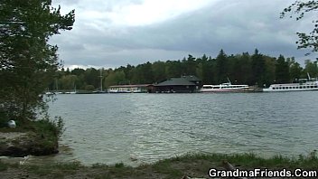 Very old granny and boys teen fuck outdoors